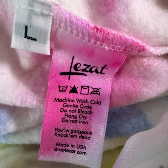 Lezat Multicolor Tie Dye Zip Front Fleece Jumpsuit Large Cozy Athleisure NWT - Picture 7 of 7